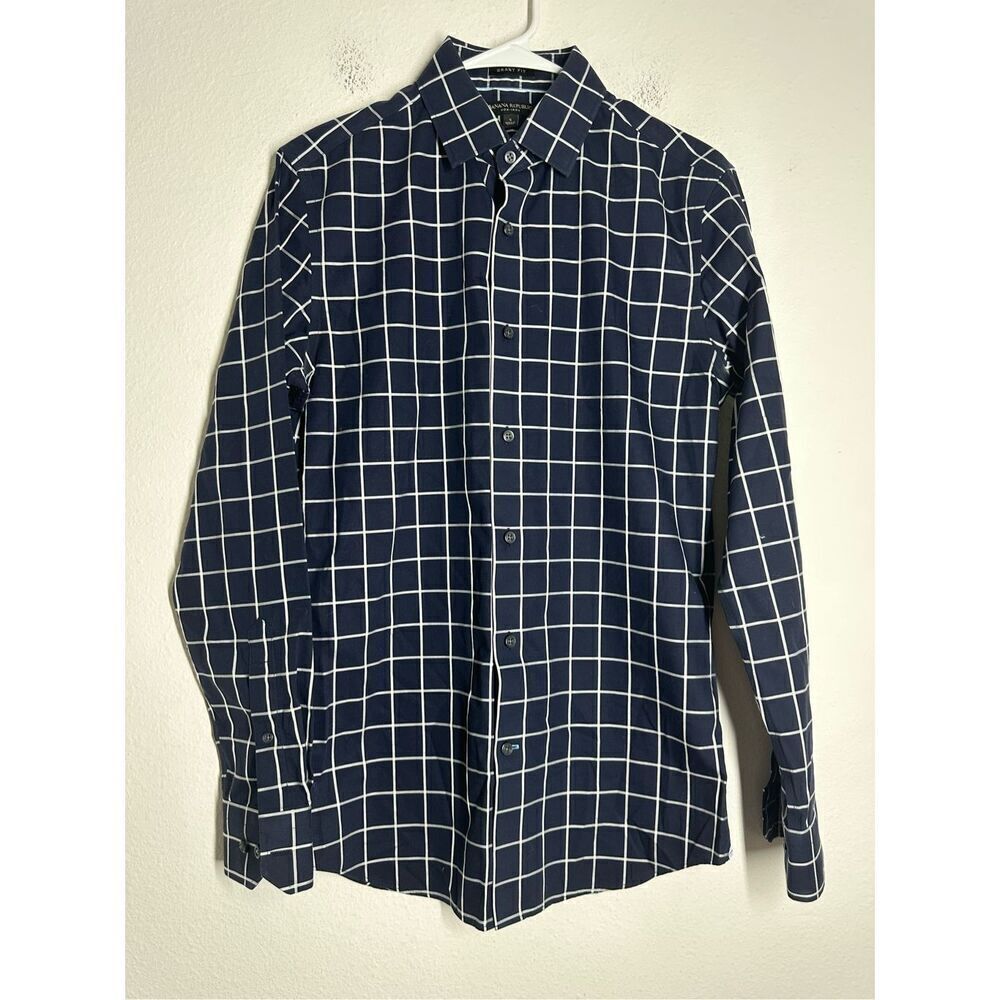 Banana Republic Non-Iron Grant Fit Navy Blue Men’s Shirt Long Sleeve Size S